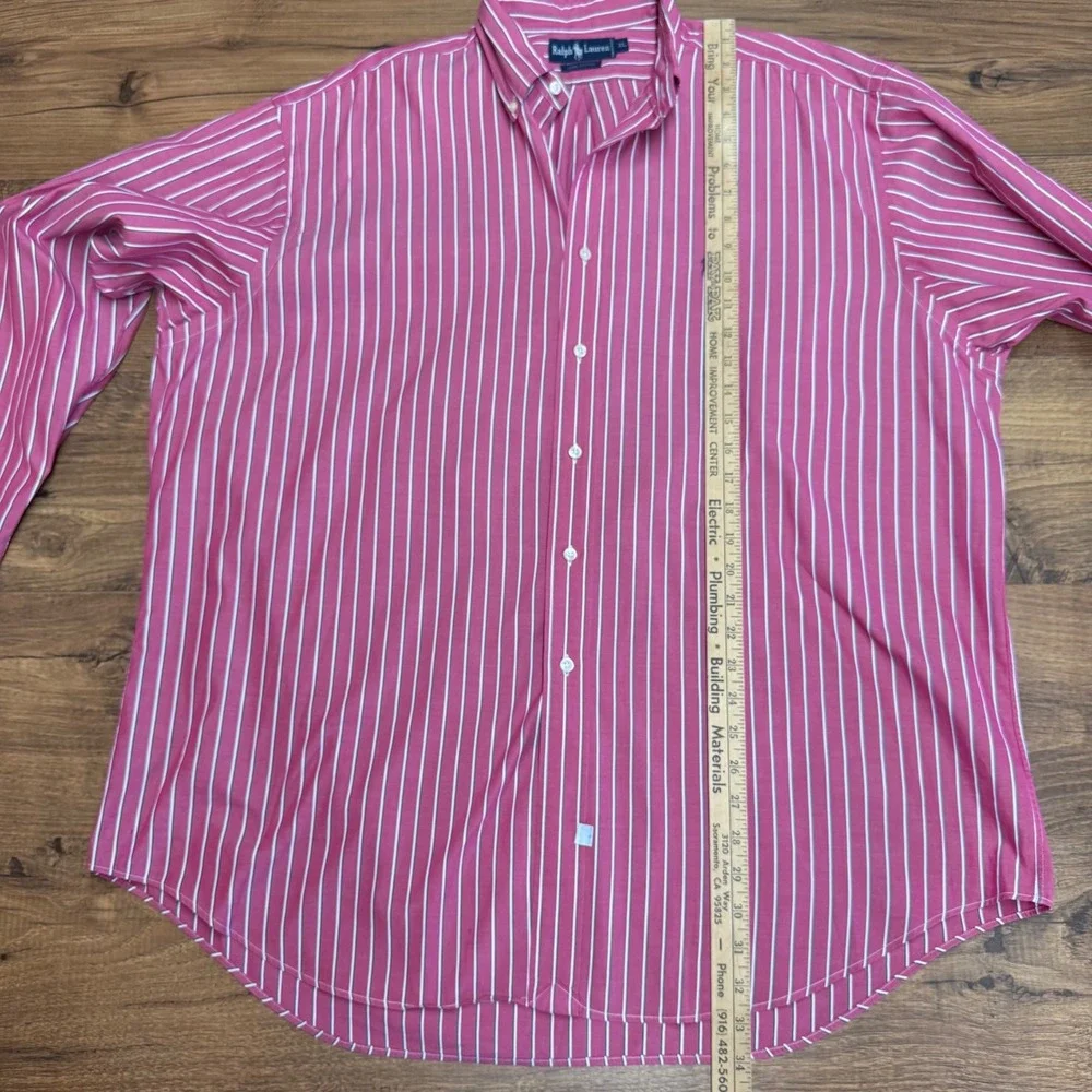 Vtg Polo Ralph Lauren Mens XL Pink White Stripes Preppy Pony 90s Academia READ